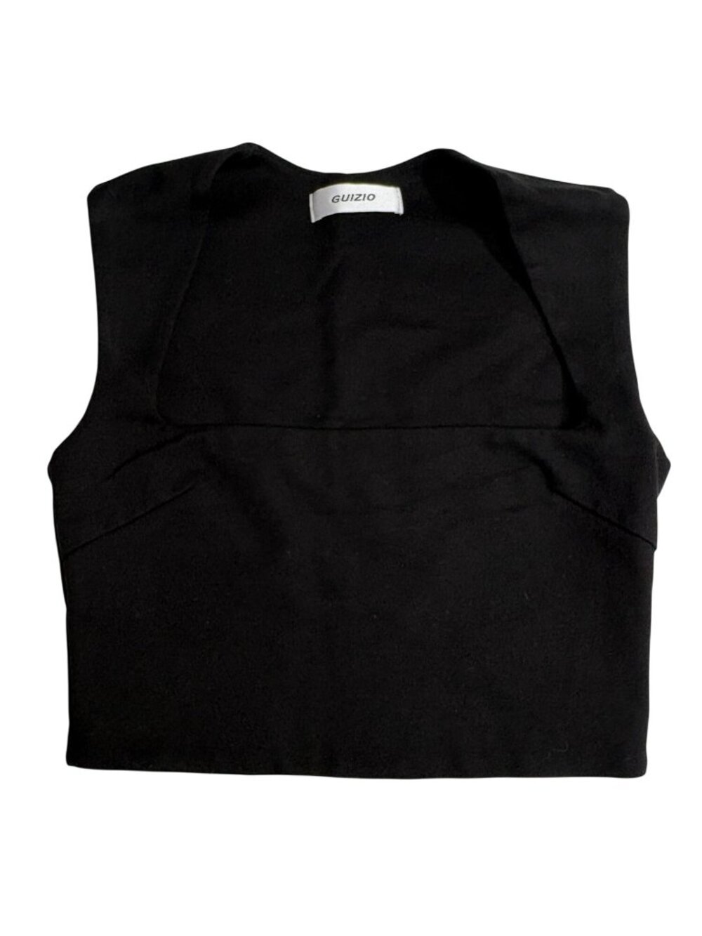 Guizio Celestial Square Neck Crop Top in Black